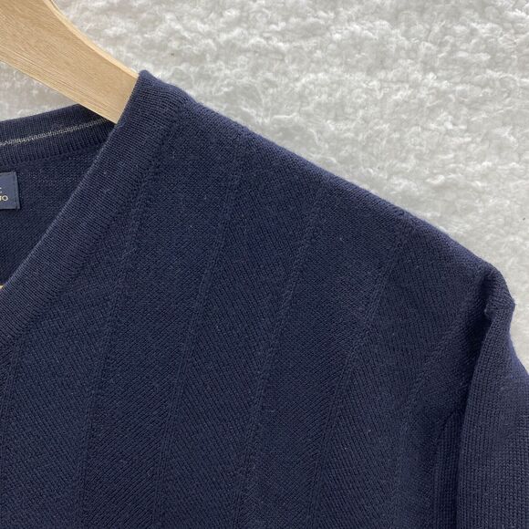 Banana Republic Sweater Mens Large Blue Fine Italian Merino Wool Preppy V-Neck - Picture 9 of 16
